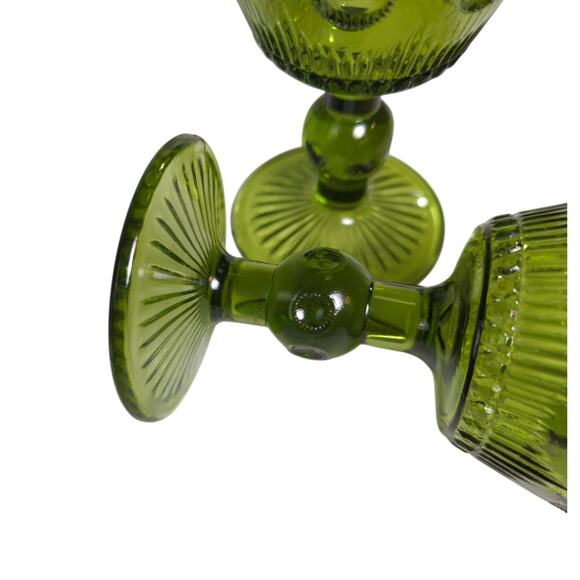 2 MCM Bartlett Collins St. Genevieve Green Wine Brandy Cordial Glasses - Picture 4 of 5
